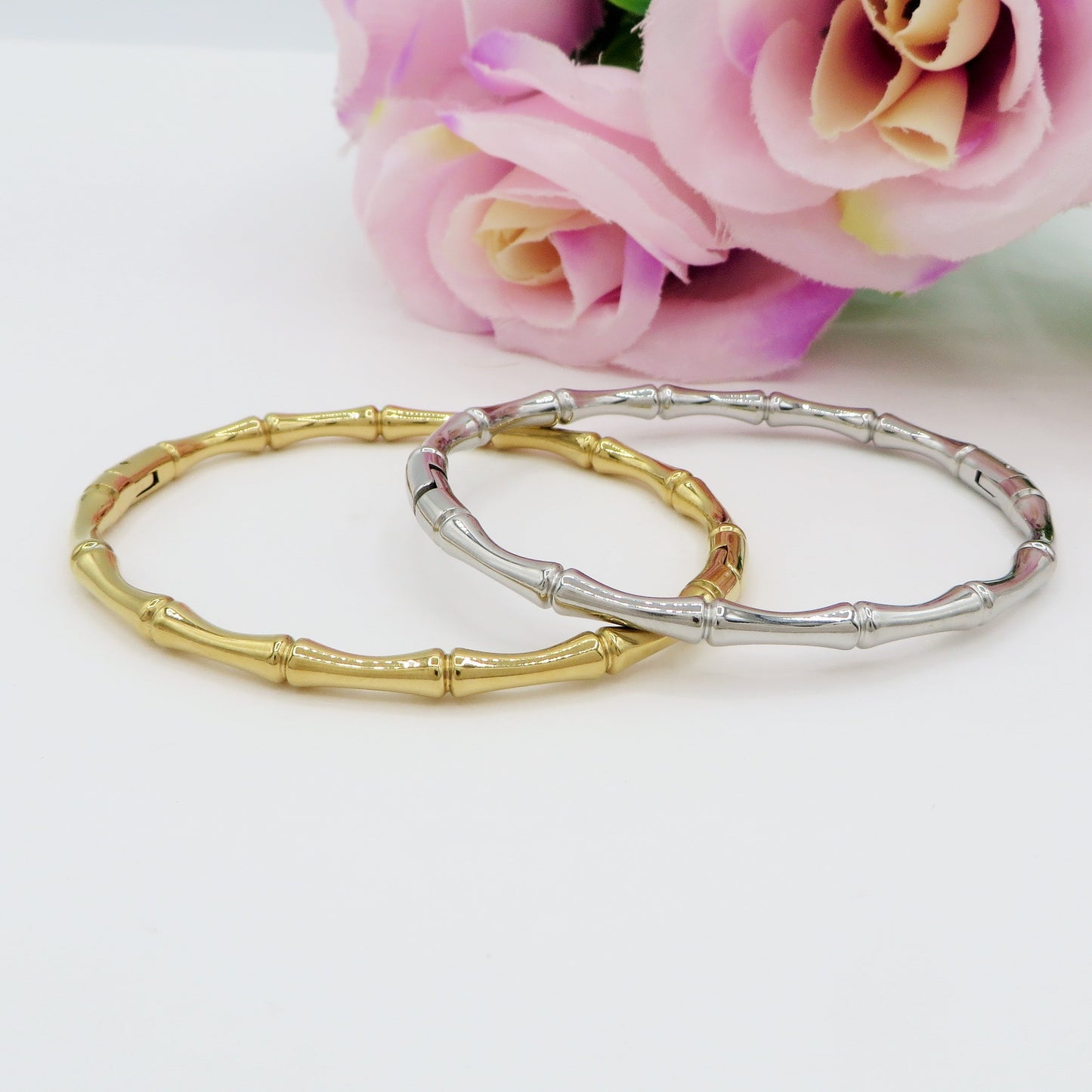 BAMBOO ~ Acciaio Inossidabile - Bracciale rigido effetto bamboo