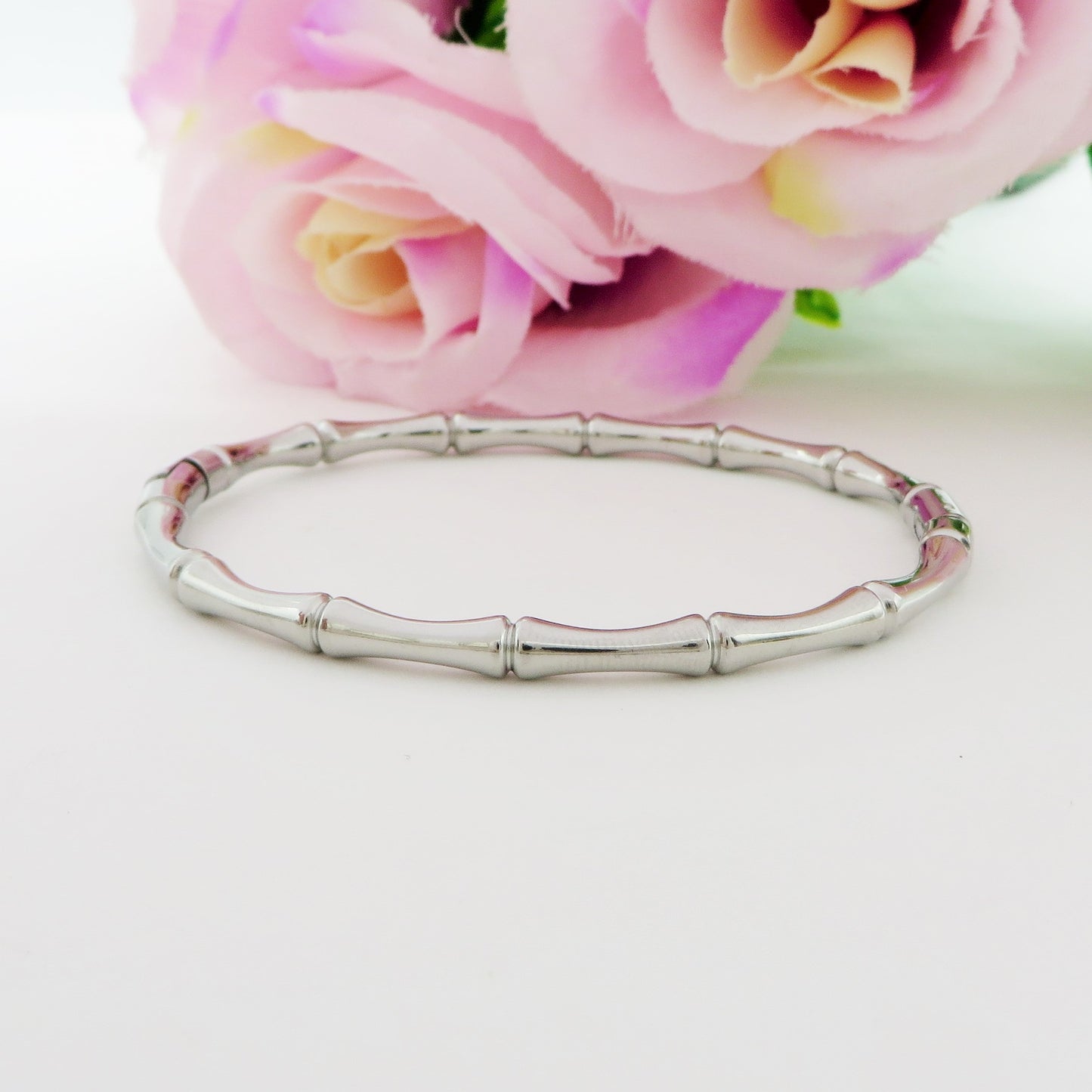 BAMBOO ~ Acciaio Inossidabile - Bracciale rigido effetto bamboo