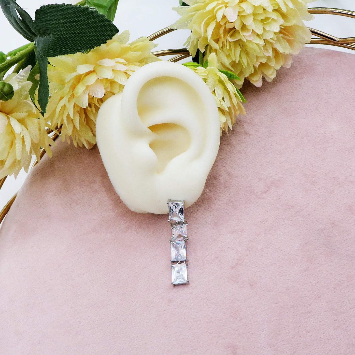 CHARIS PENDENTI 4 PIETRE - acciaio inossidabile- Orecchini pendenti in cubic zirconia