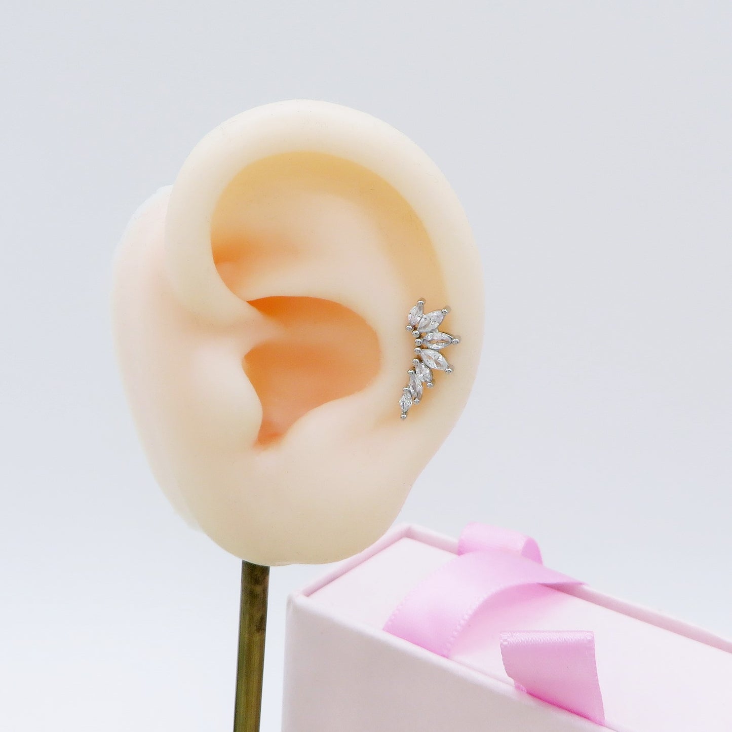 MARQUISE PIERCING ARGENTO 925 con cubic zirconia per Helix, Trago, Flat e Lobo