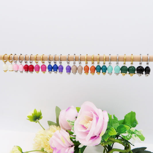 TINKERBELL HOOPS COLOURS ~  ACCIAIO INOSSIDABILE ~ Orecchini mini cerchi a campanella in ACCIAIO INOSSIDABILE