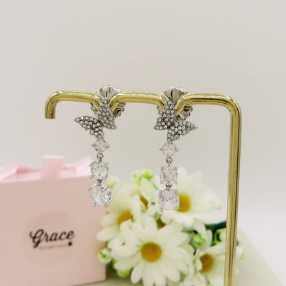 MARIPOSA MINI PENDENTI orecchini - ACCIAIO INOSSIDABILE - Paio Orecchini con farfalle pendenti con cubic zirconia