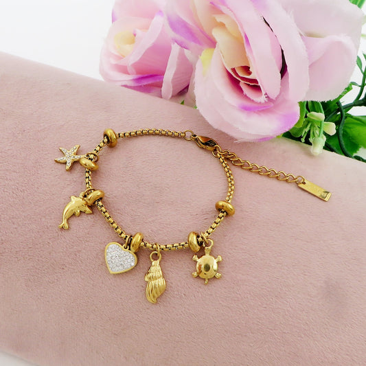 FIJI - Bracciale con charms marini + cubic zirconia ACCIAIO INOSSIDABILE