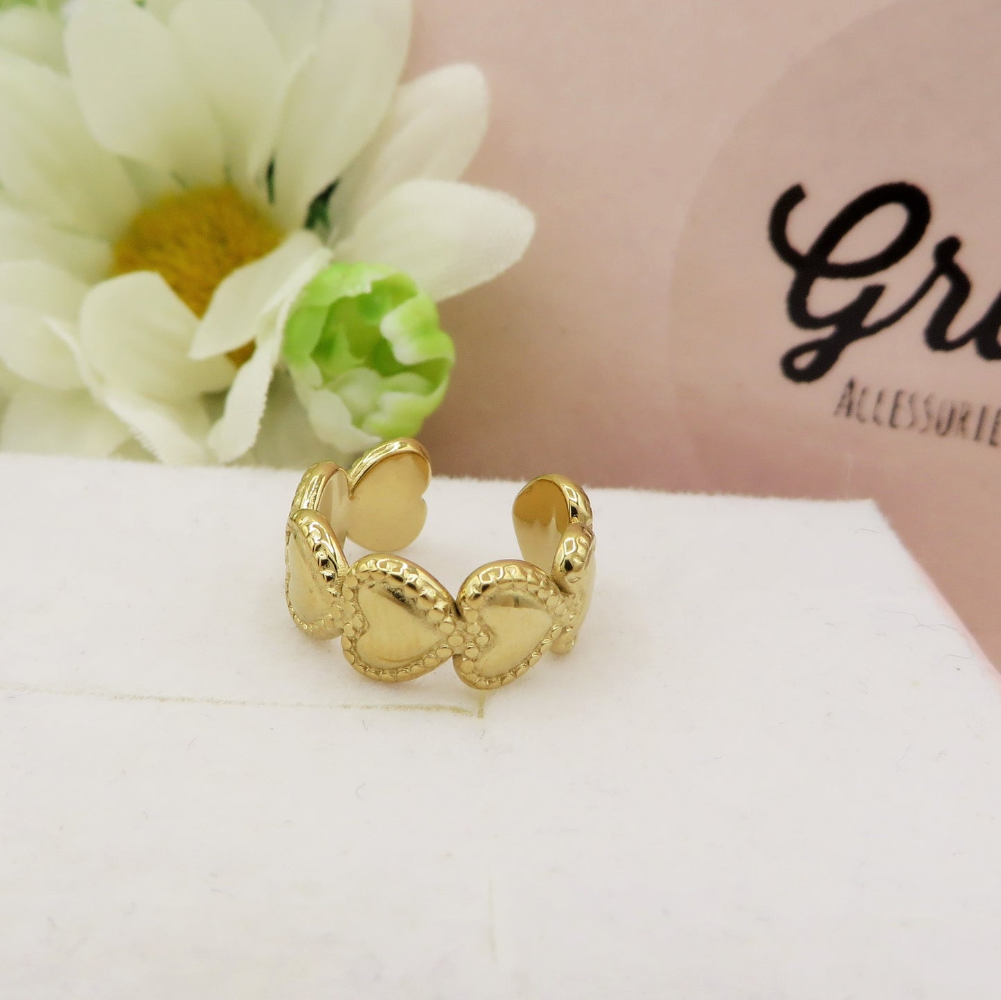 AMELIA EARCUFF cuoricini ~ ACCIAIO Inossidabile orecchino Senza buco