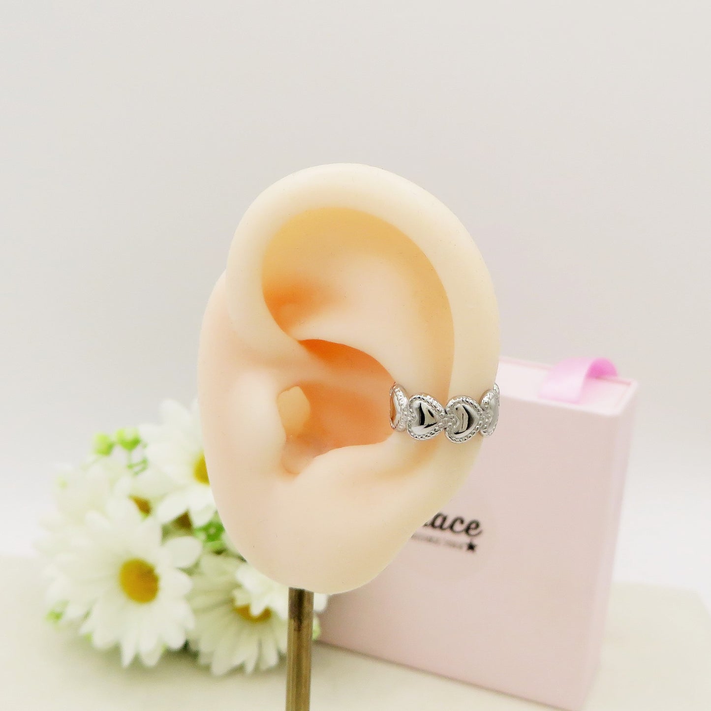 AMELIA EARCUFF cuoricini ~ ACCIAIO Inossidabile orecchino Senza buco