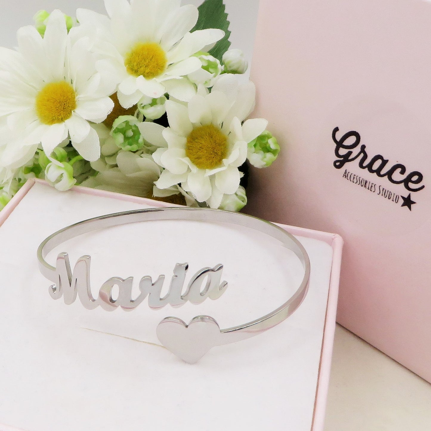 SWEET ♥ NAME Bracciale MANETTA Nome PERSONALIZZATO in Acciaio Inossidabile