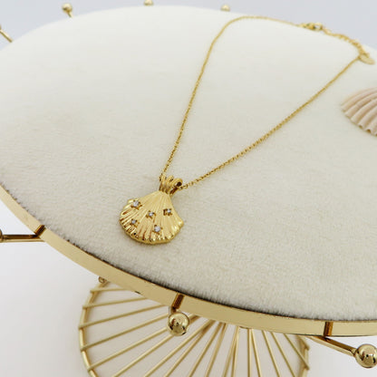 CALYPSO - Collana pendente conchiglia in Acciaio inossidabile e cubic zirconia