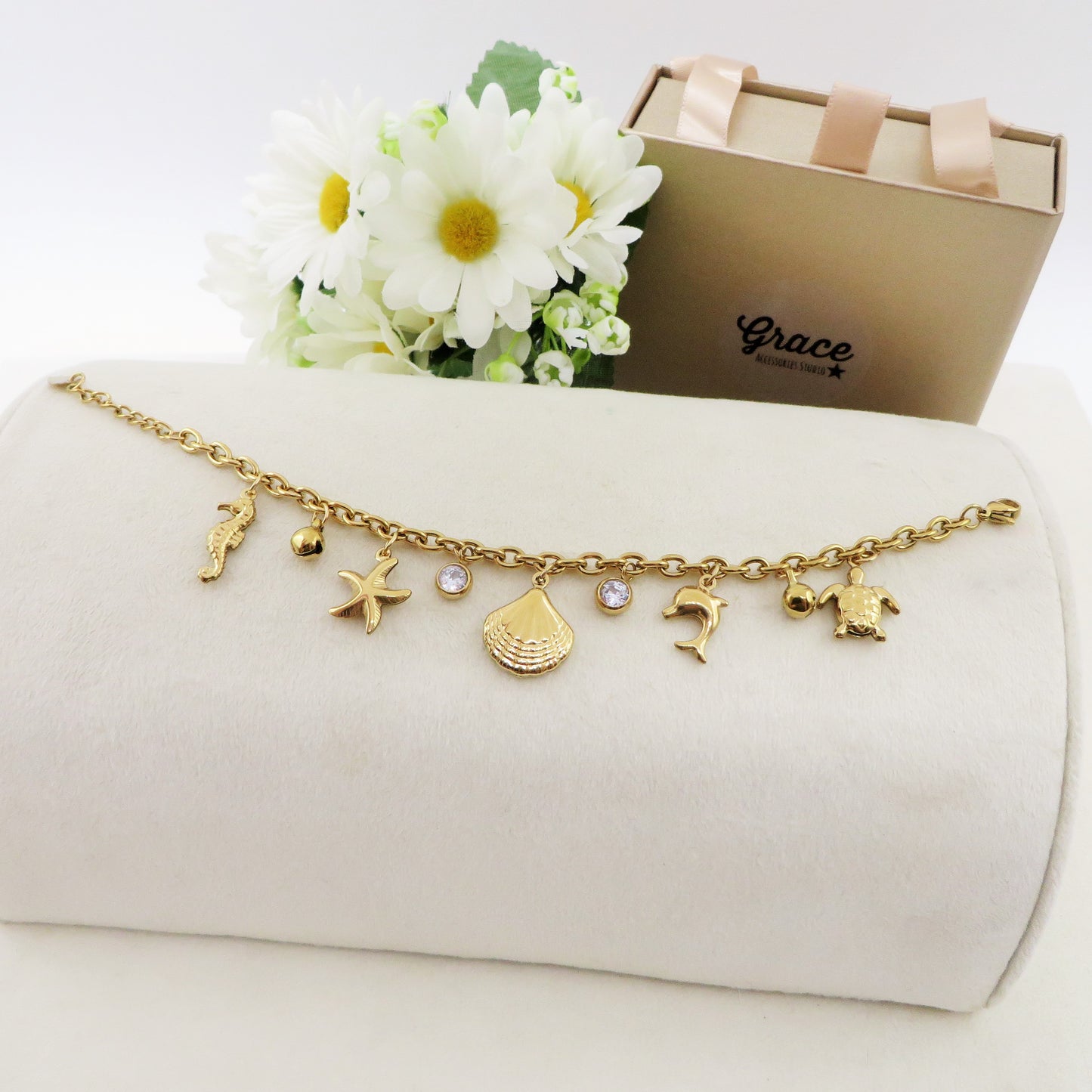 FIJI - Bracciale con charms marini + cubic zirconia ACCIAIO INOSSIDABILE