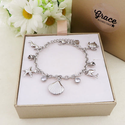 FIJI - Bracciale con charms marini + cubic zirconia ACCIAIO INOSSIDABILE