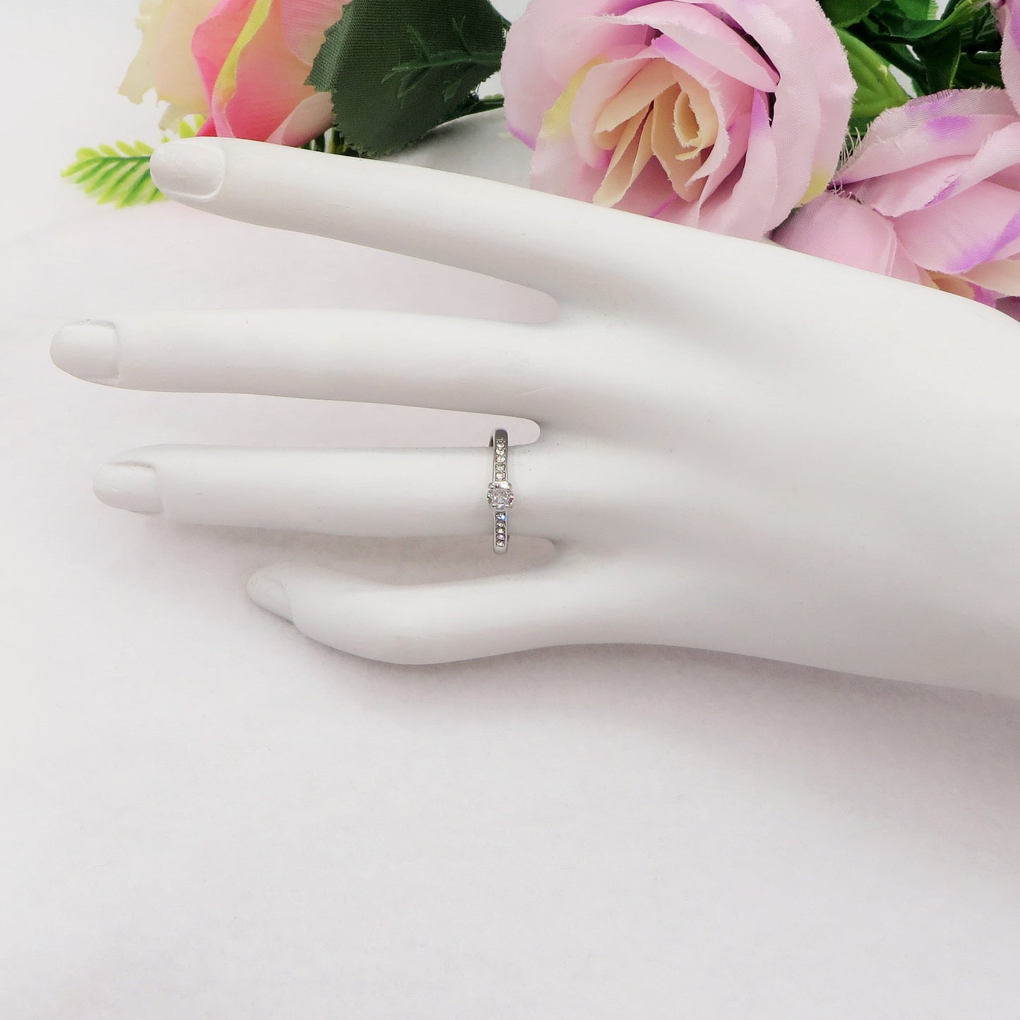 SOLITARIO CLASSY CRYSTAL  - Anello regolabile in ACCIAIO inossidabile con cubic zirconia