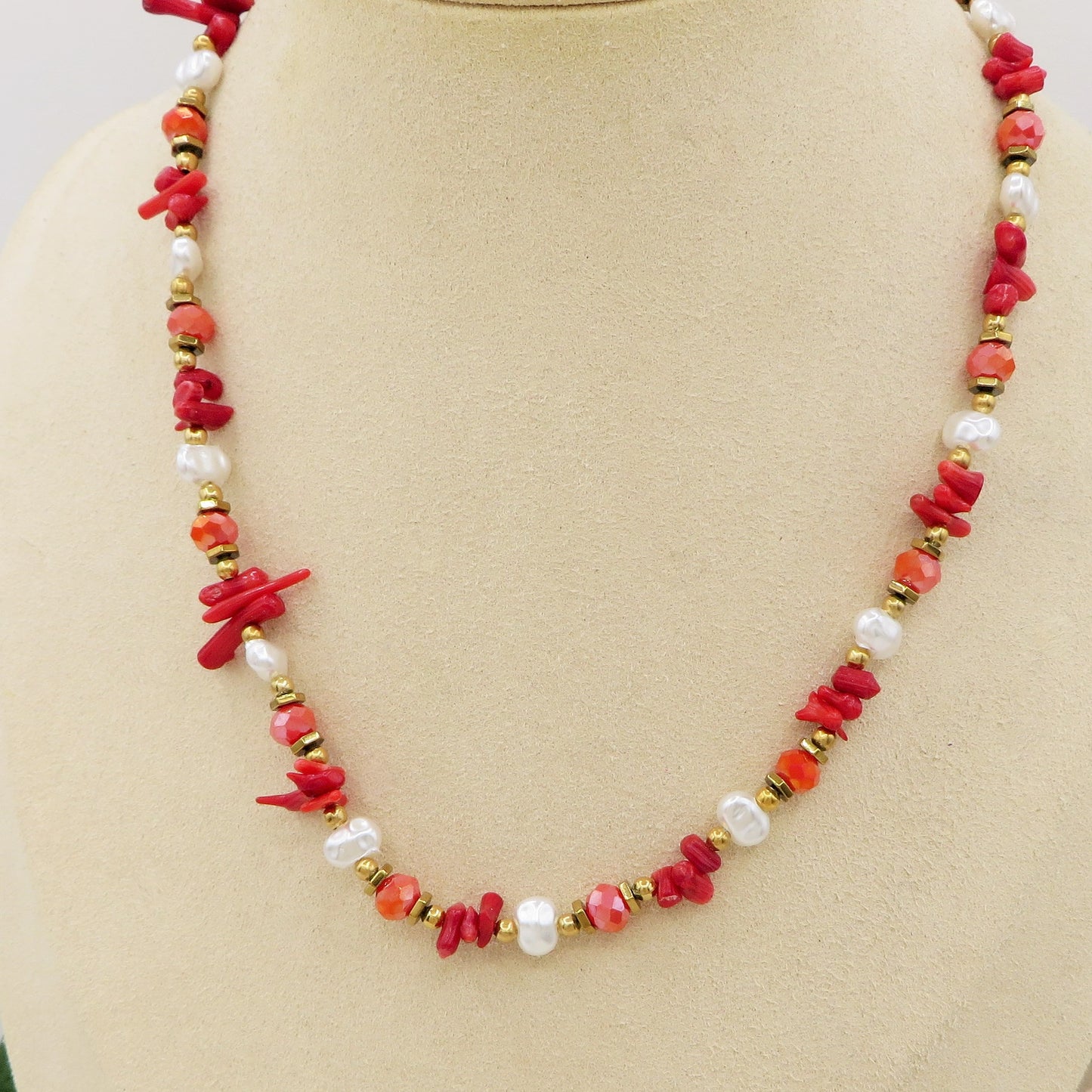 CORAL Collana ~ ACCIAIO INOSSIDABILE - Collana con perle barocche, turchesi e coralli