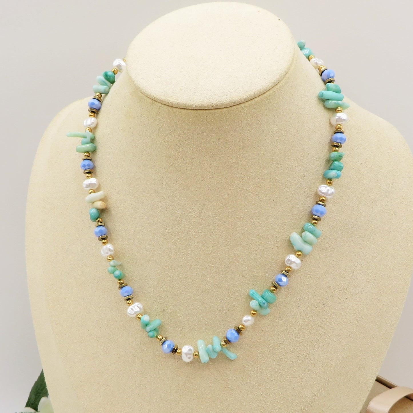 CORAL Collana ~ ACCIAIO INOSSIDABILE - Collana con perle barocche, turchesi e coralli