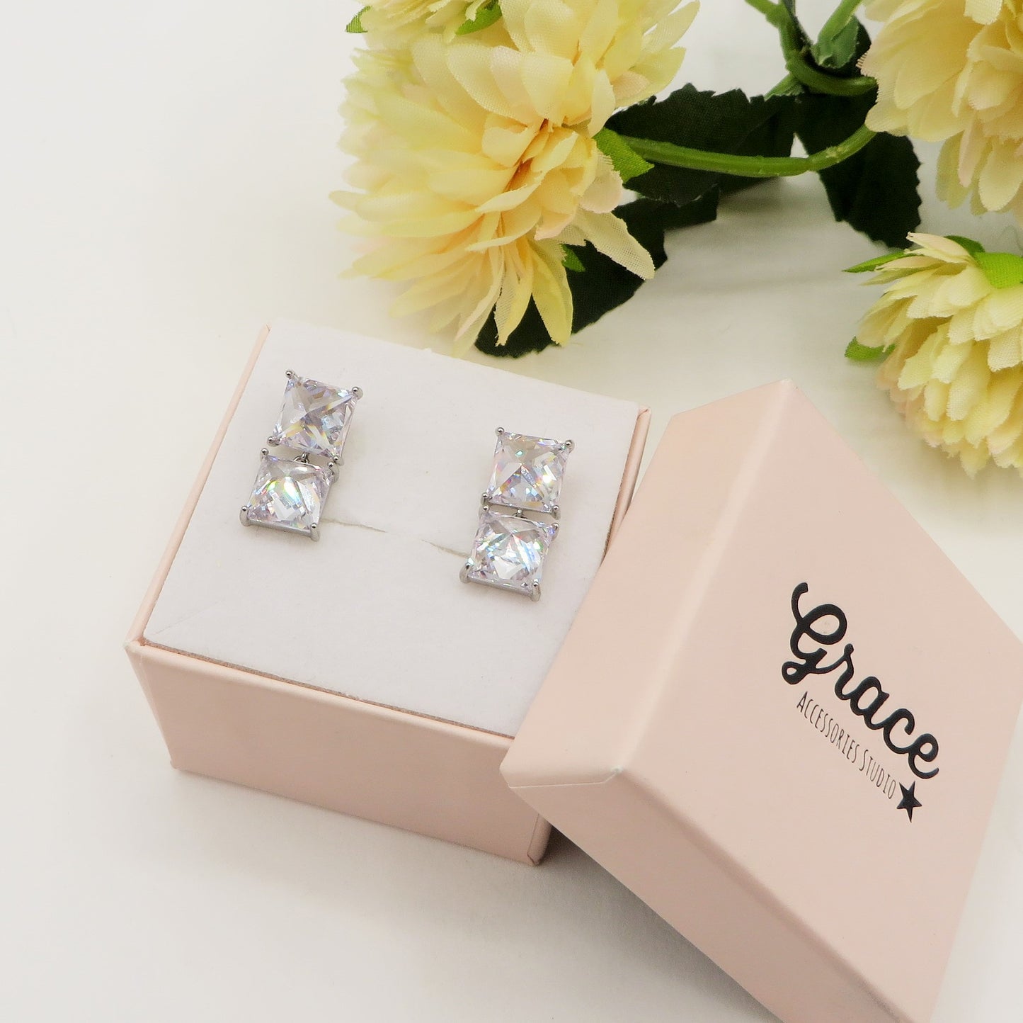 CHARIS PENDENTI - acciaio inossidabile- Orecchini pendenti in cubic zirconia