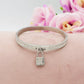 PROMISE ~ Acciaio Inossidabile - Bracciale manetta lucchetto con cubic zirconia