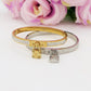 PROMISE ~ Acciaio Inossidabile - Bracciale manetta lucchetto con cubic zirconia