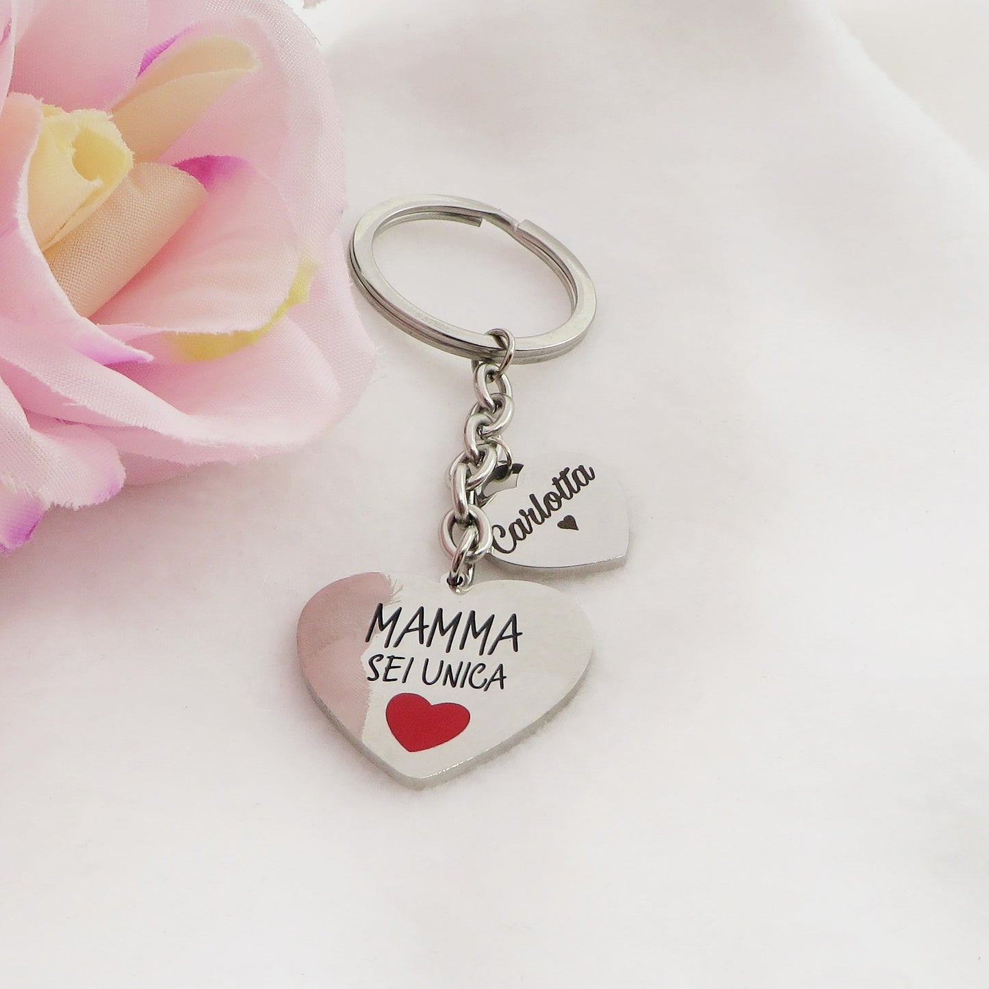 PORTACHIAVI MAMMA - PERSONALIZZAMI ~ Portachiavi in acciaio inossidabile + INCISIONE PERSONALIZZATA