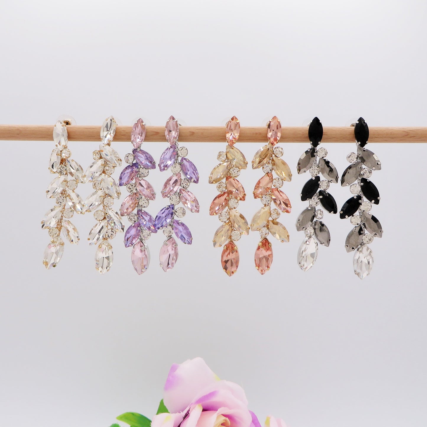 ALYSSA - Orecchini pendenti con pietre sfaccettate e Cubic Zirconia