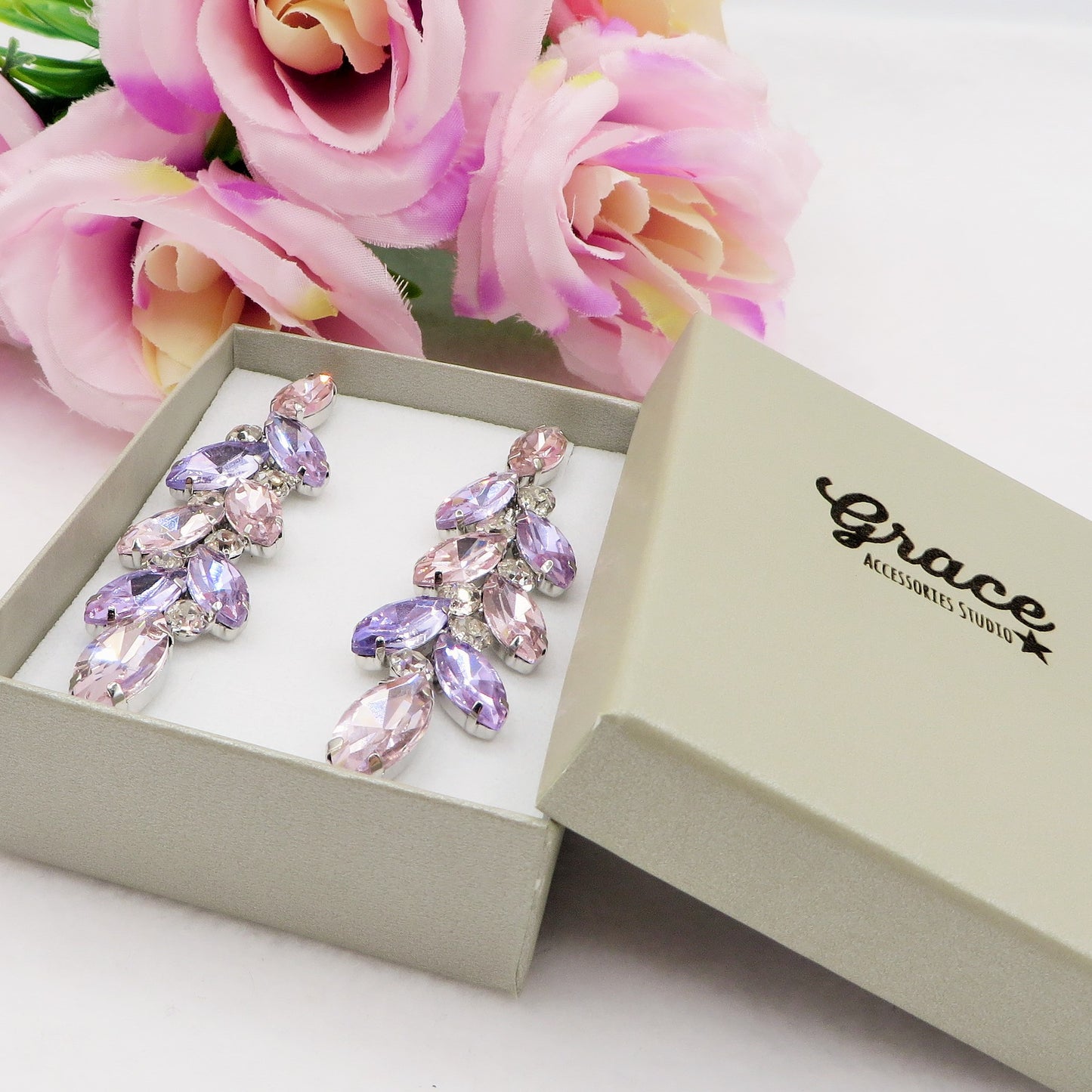 ALYSSA - Orecchini pendenti con pietre sfaccettate e Cubic Zirconia