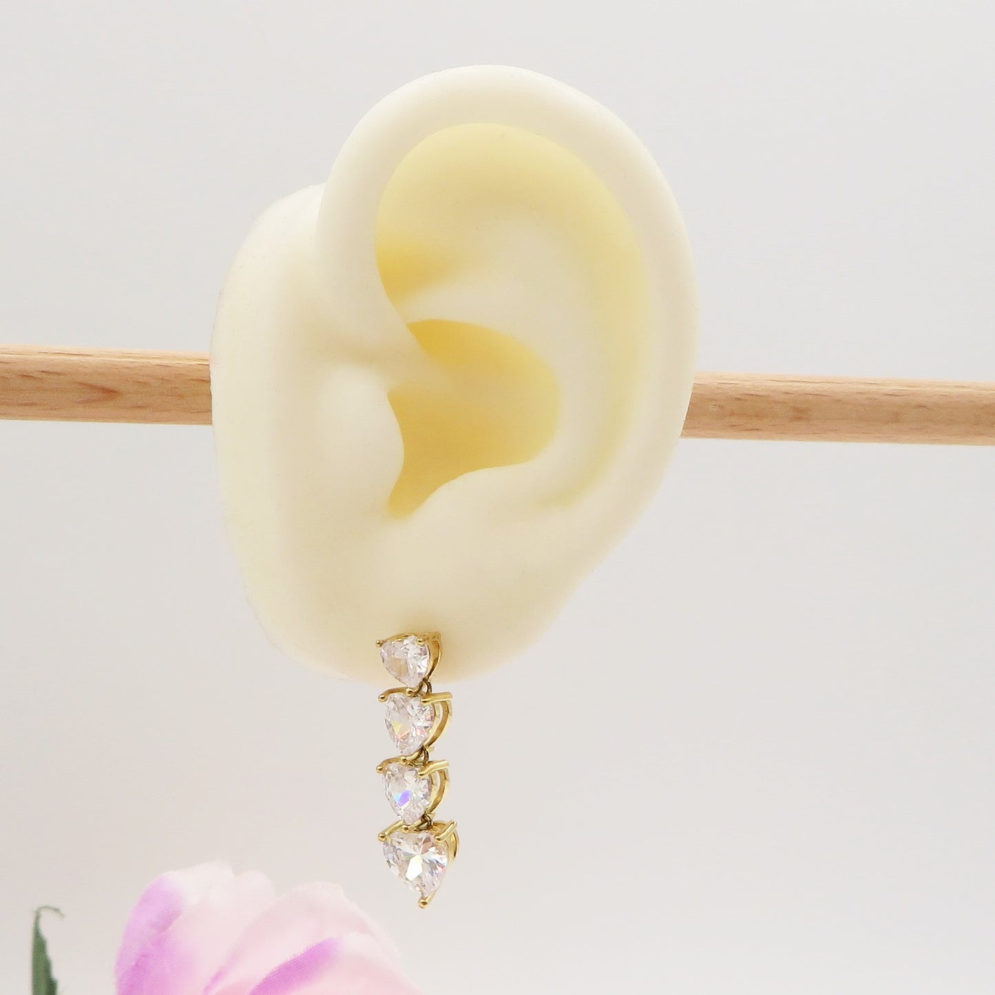 CHERIE PENDENTI - acciaio inossidabile- Orecchini pendenti in cubic zirconia a forma di cuore
