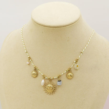 SOLEIL COLLANA - ACCIAIO inossidabile - Collana catena charms sole e murrine