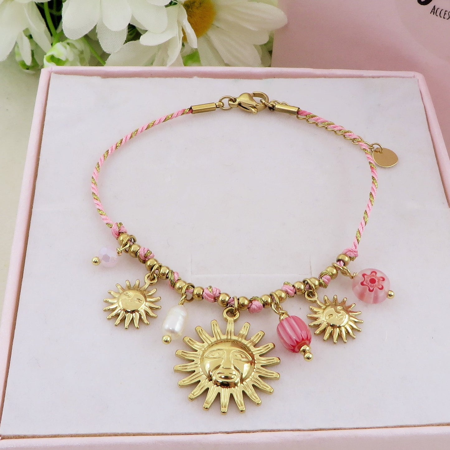 SOLEIL BRACCIALE - ACCIAIO inossidabile - Bracciale con charms sole e murrine