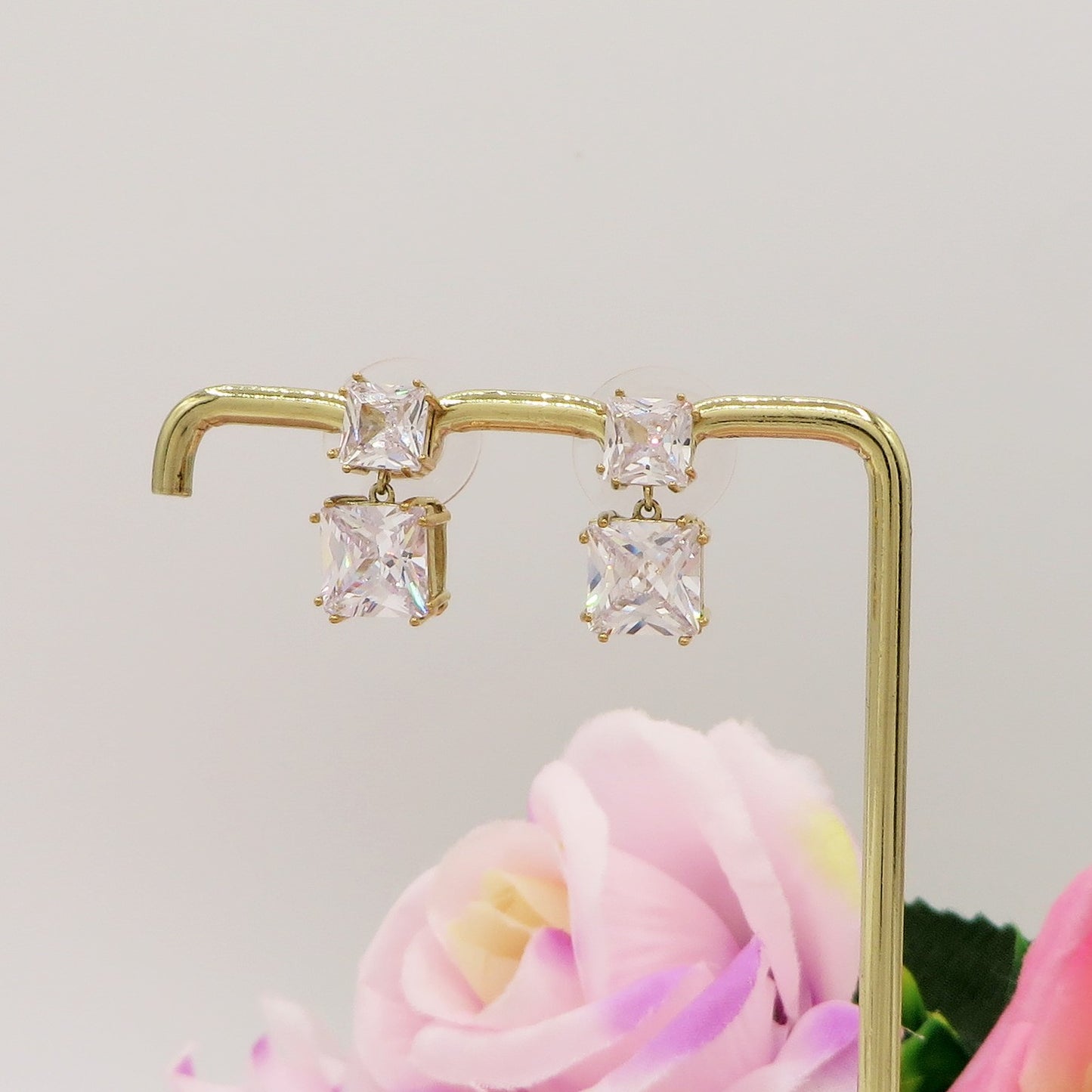 CHARIS PENDENTI - acciaio inossidabile- Orecchini pendenti in cubic zirconia