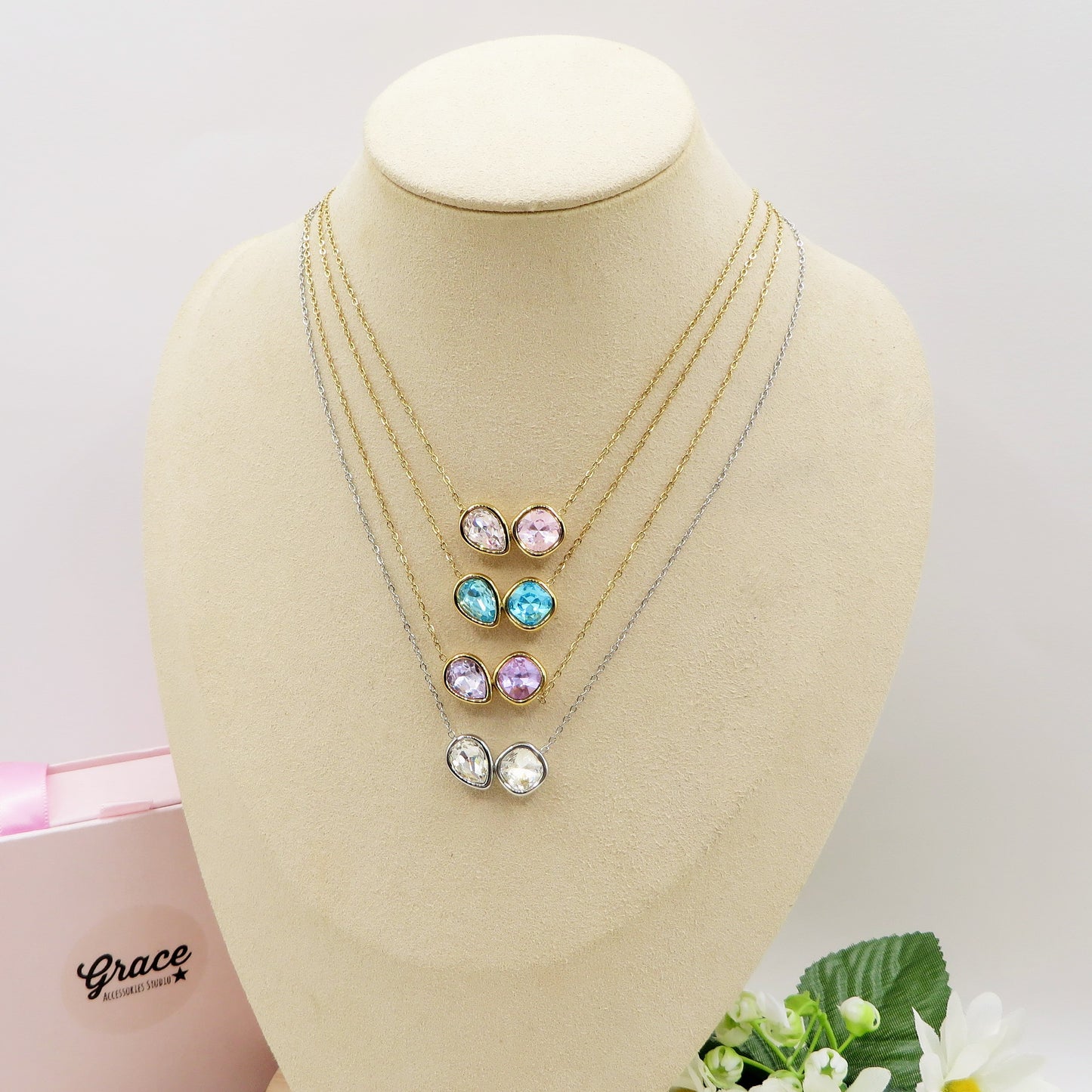 ALINA - ACCIAIO INOSSIDABILE - Collana con pendente in cubic zirconia