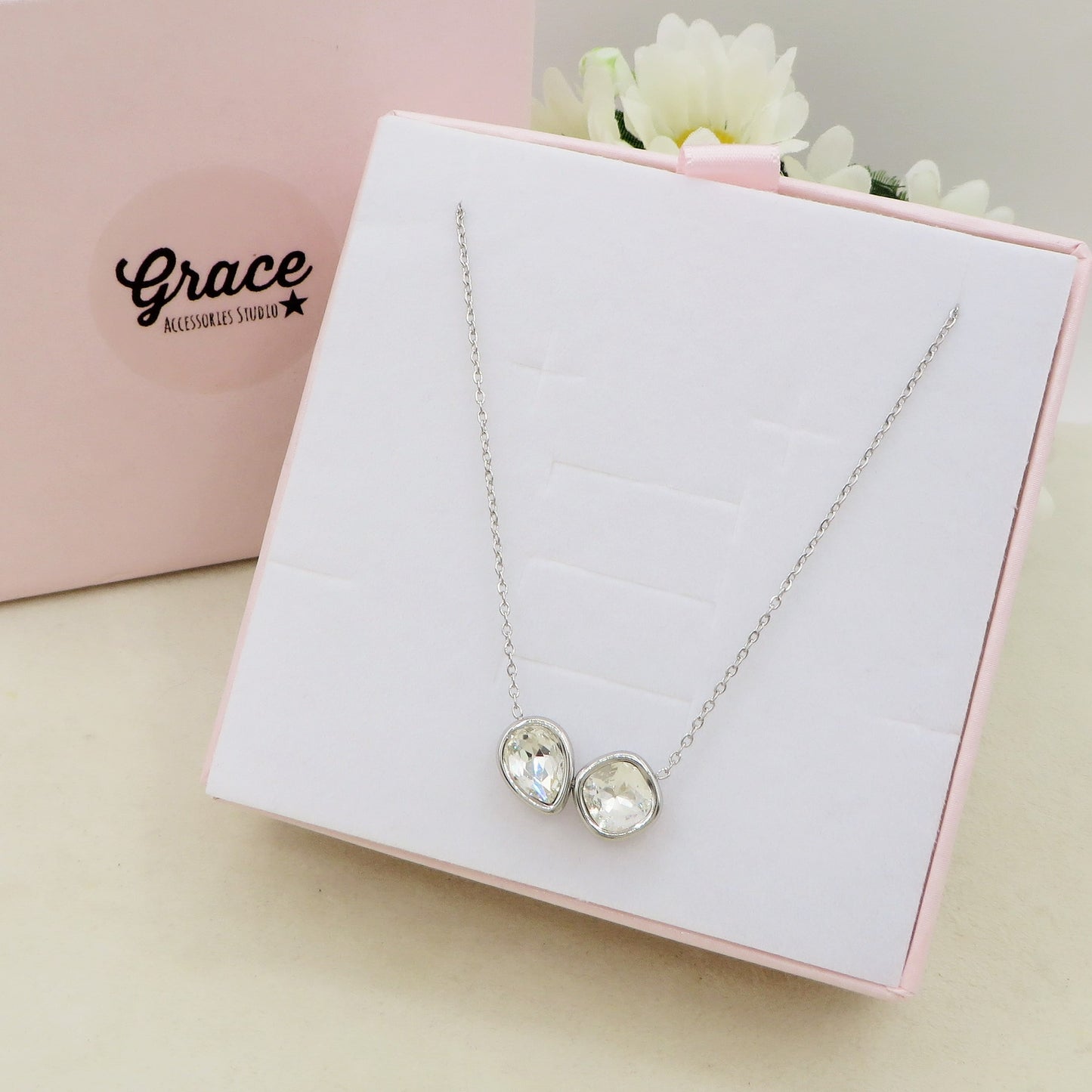 ALINA - ACCIAIO INOSSIDABILE - Collana con pendente in cubic zirconia