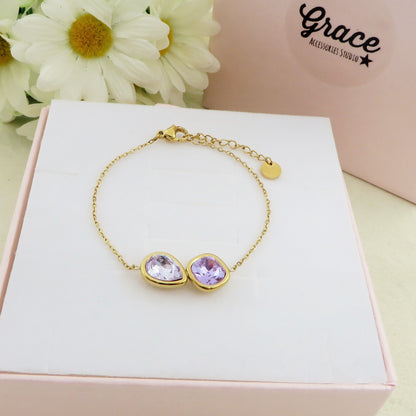 ALINA - ACCIAIO INOSSIDABILE - Bracciale con accessorio in cubic zirconia