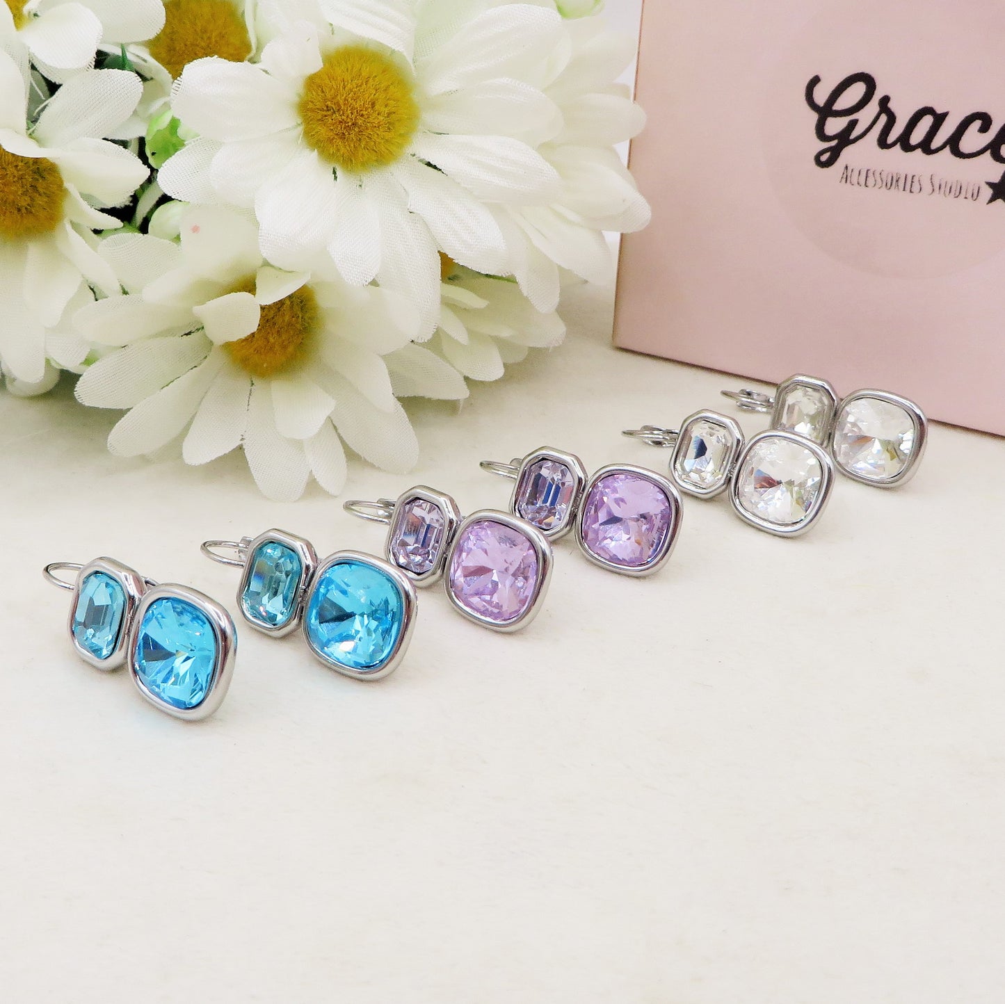 ALINA silver - ACCIAIO INOSSIDABILE - Paia orecchini monachella con cubic zirconia