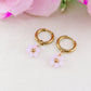 DAISY ~ ACCIAIO INOSSIDABILE Orecchini mini hoops con fiori e cristalli