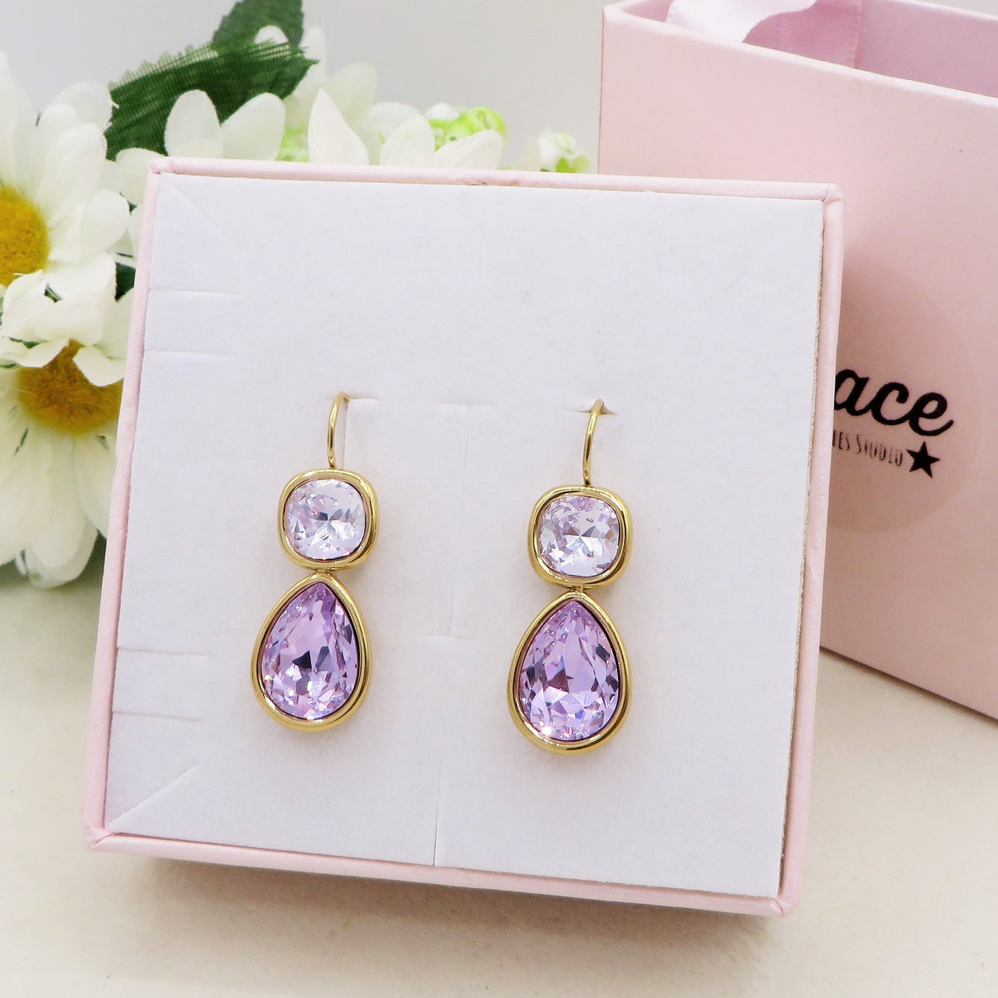 ALINA - ACCIAIO INOSSIDABILE - Paia orecchini monachella con cubic zirconia a goccia