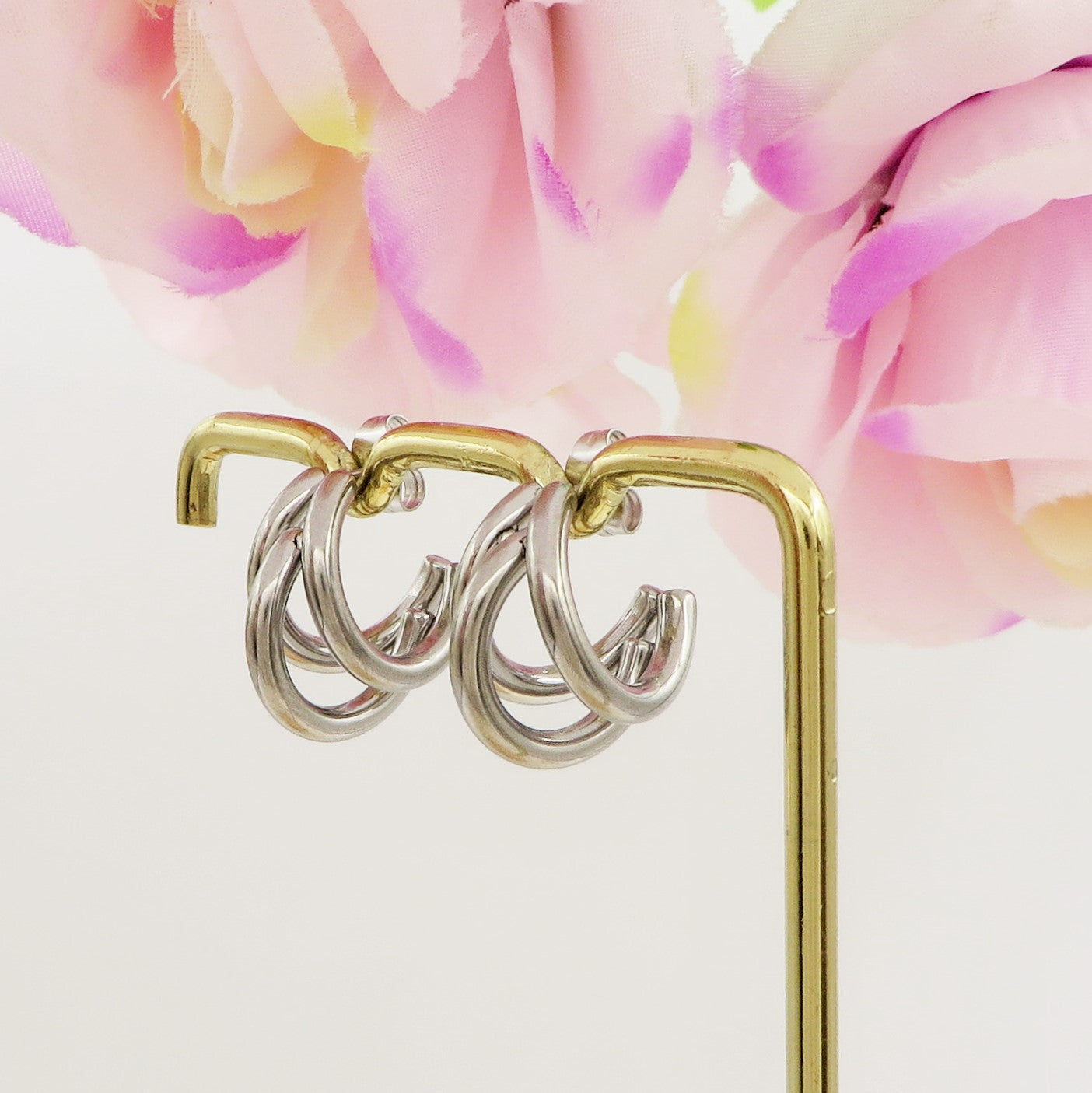 ALEXANDRA - Orecchini tripli Hoops ACCIAIO INOSSIDABILE