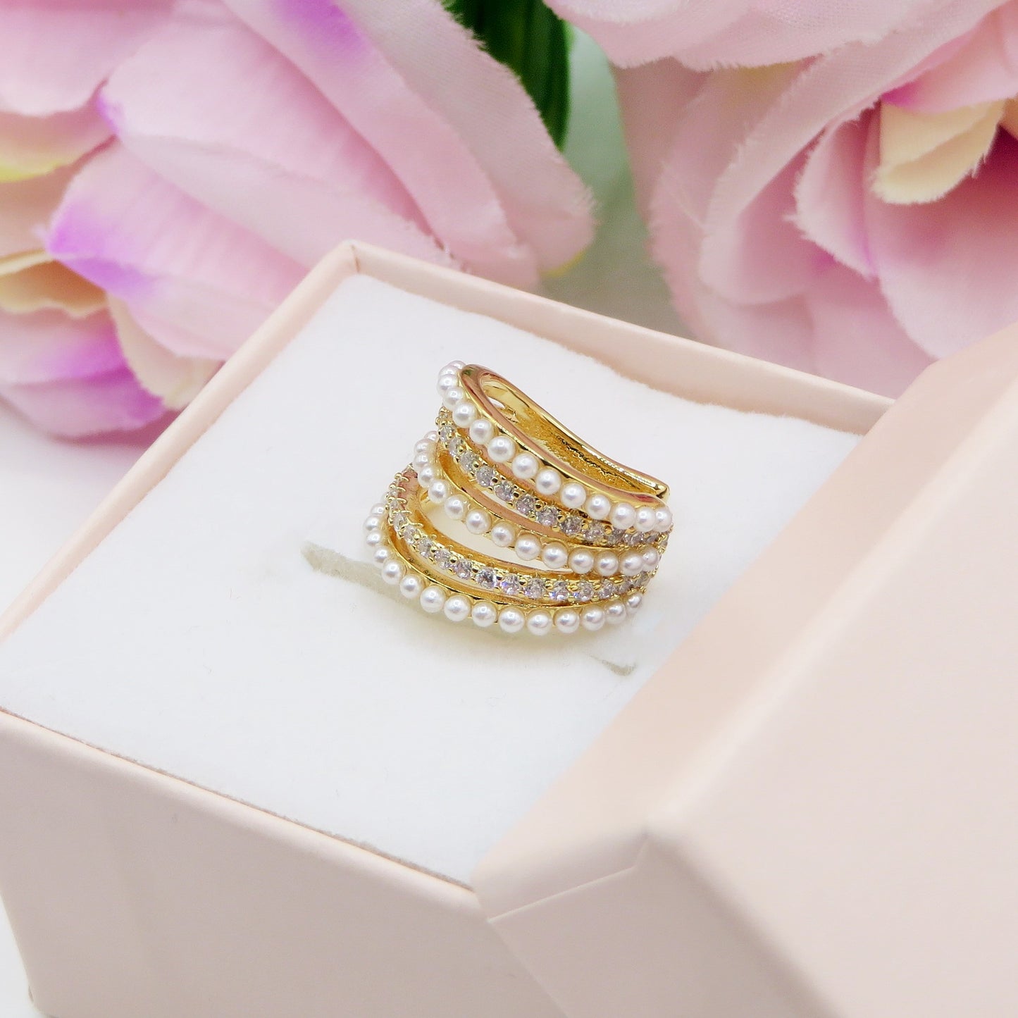 PEARLS & CRYSTALS - EARCUFF 5 FILI in cubic zirconia