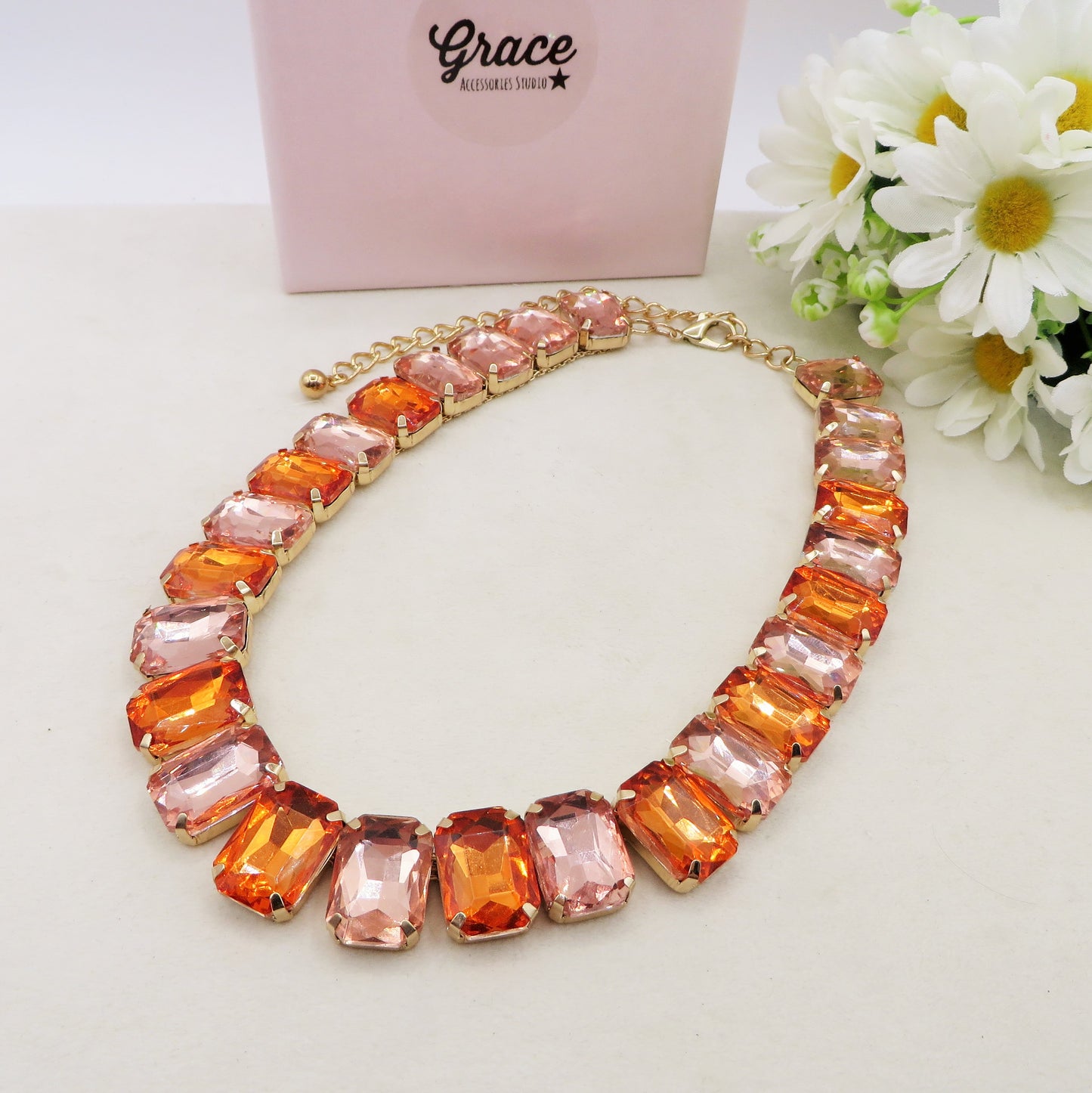 MARGOT collier con pietre sfaccettate - silver