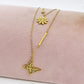 BLOOM ~ Collana doppia in ACCIAIO INOSSIDABILE doppia con margherita e farfalla