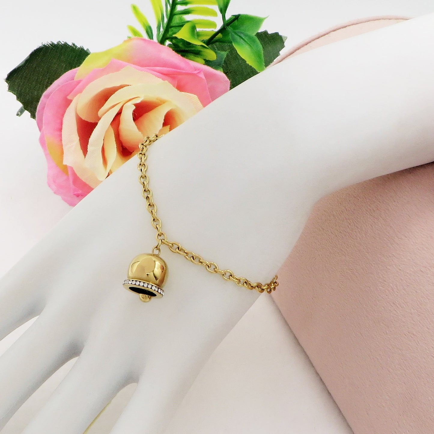 TINKERBELL ~ Bracciale ACCIAIO INOSSIDABILE con campanella zirconata