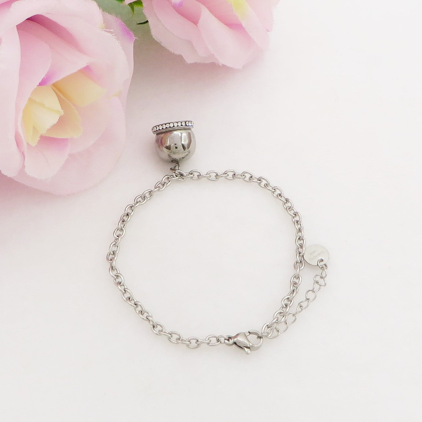 TINKERBELL ~ Bracciale ACCIAIO INOSSIDABILE con campanella zirconata