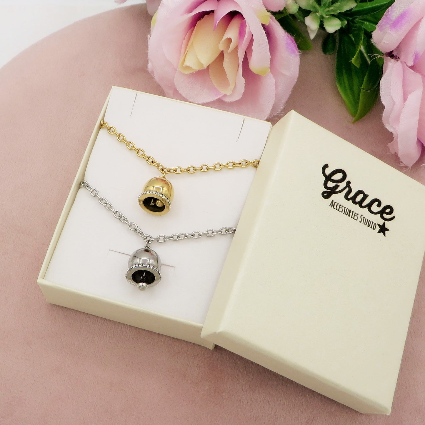 TINKERBELL ~ Bracciale ACCIAIO INOSSIDABILE con campanella zirconata