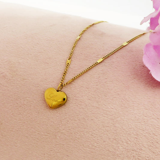 JULIE LOVE ~ ACCIAIO INOSSIDABILE - Collana ciondolo cuore + incisione Love
