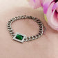 JANIS ~ ACCIAIO INOSSIDABILE - Bracciale groumette con pietra centrale e cubic zirconia