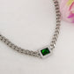 JANIS ~ ACCIAIO INOSSIDABILE - Collana groumette con pietra centrale e cubic zirconia