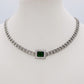JANIS ~ ACCIAIO INOSSIDABILE - Collana groumette con pietra centrale e cubic zirconia