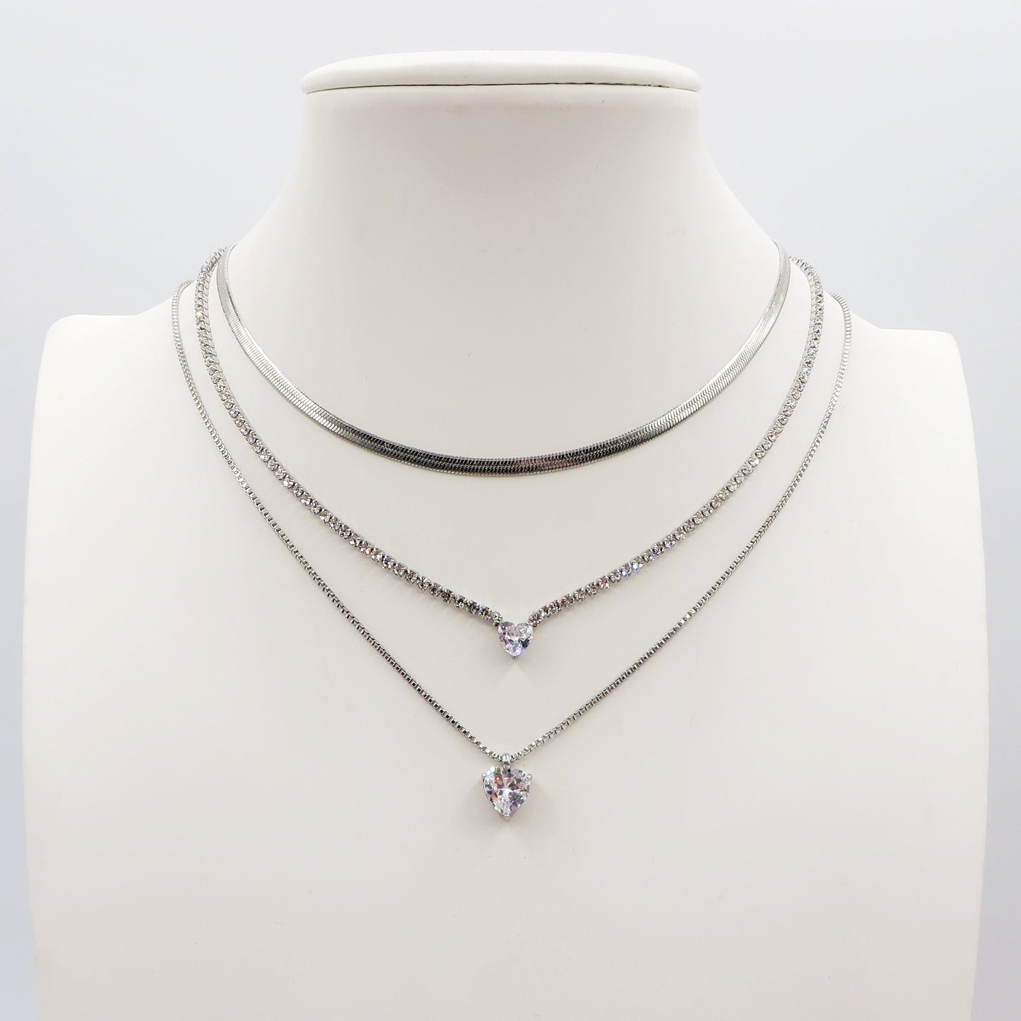 ANNIE - ACCIAIO INOSSIDABILE - Collana con cuore in cubic zirconia
