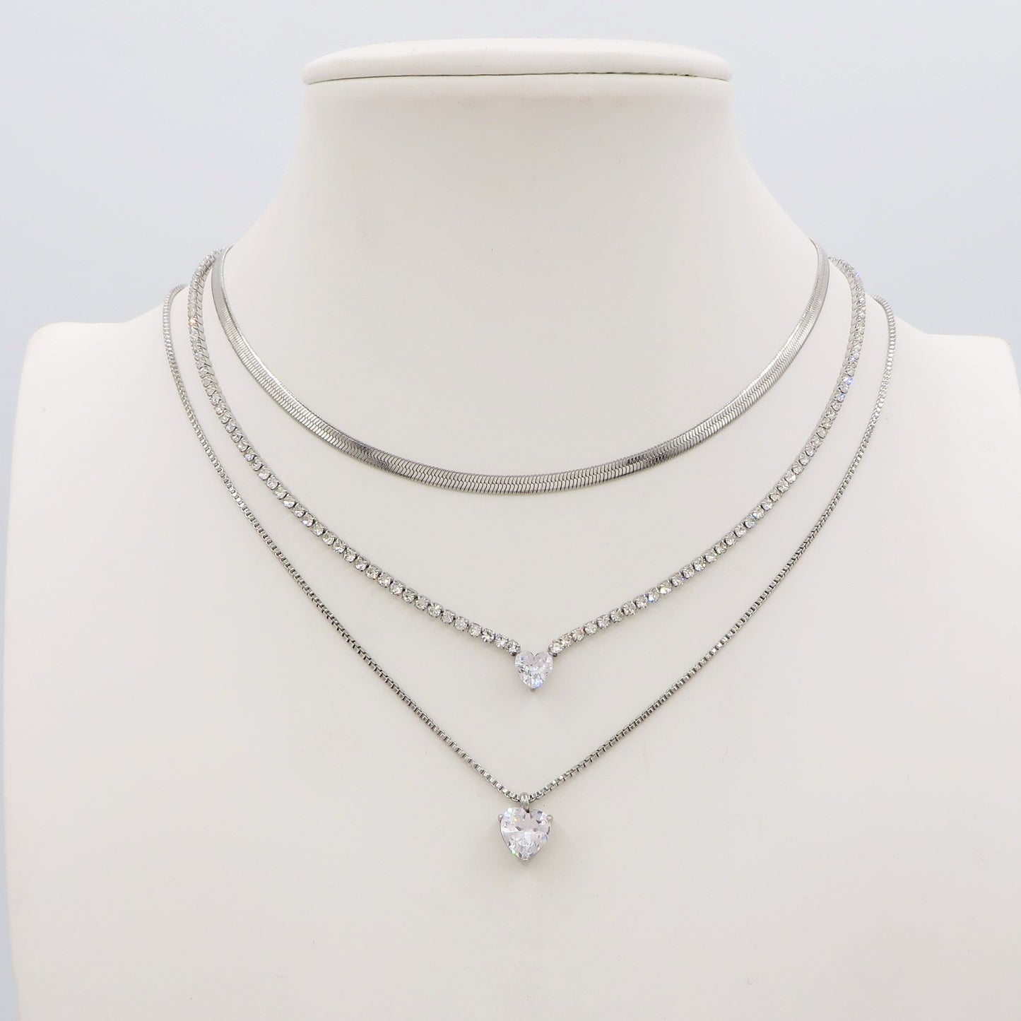 ANNIE - ACCIAIO INOSSIDABILE - Collana con cuore in cubic zirconia