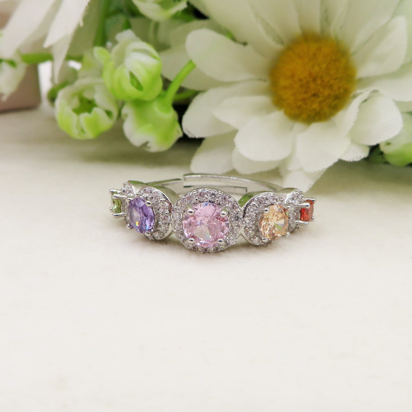 EMMA RAINBOW - Anello regolabile in Cubic Zirconia