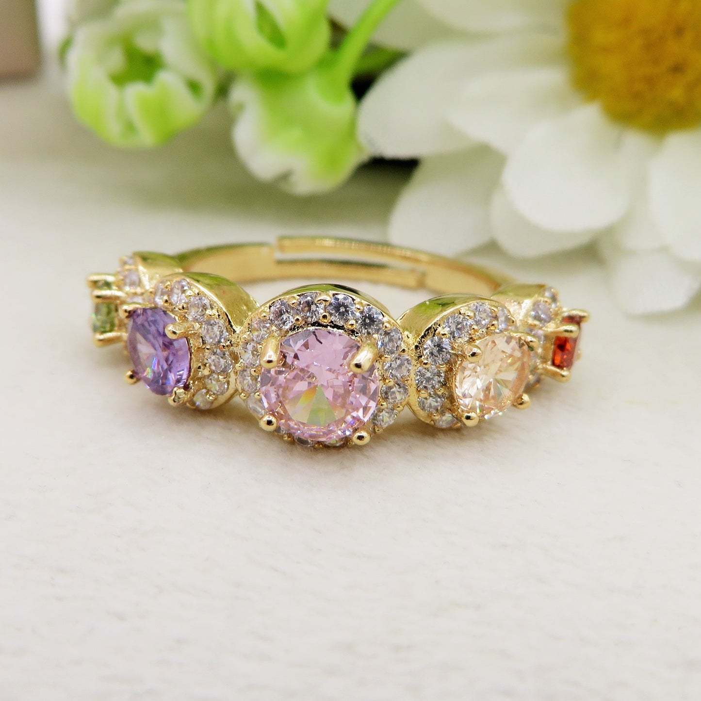 EMMA RAINBOW - Anello regolabile in Cubic Zirconia