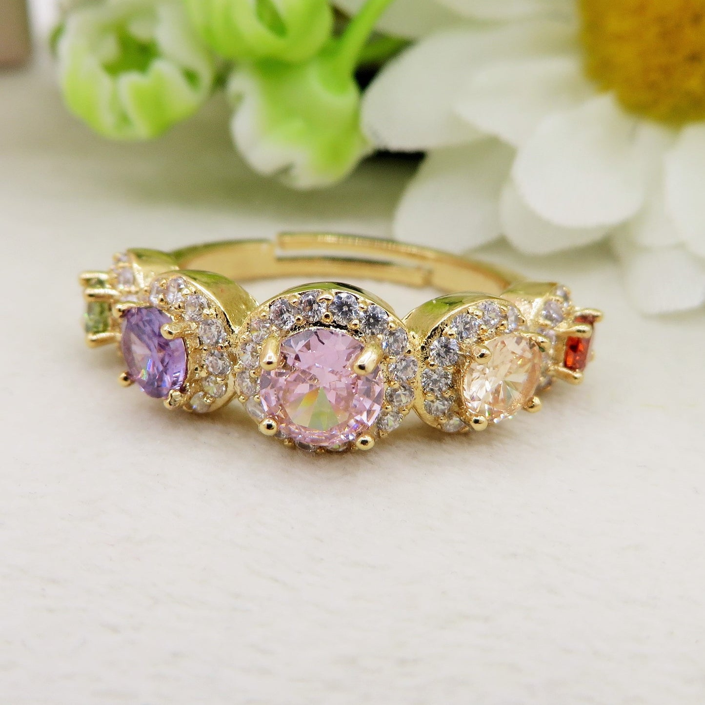 EMMA RAINBOW - Anello regolabile in Cubic Zirconia