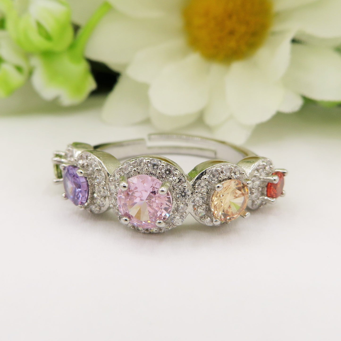 EMMA RAINBOW - Anello regolabile in Cubic Zirconia