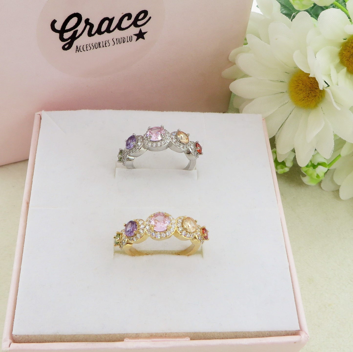 EMMA RAINBOW - Anello regolabile in Cubic Zirconia